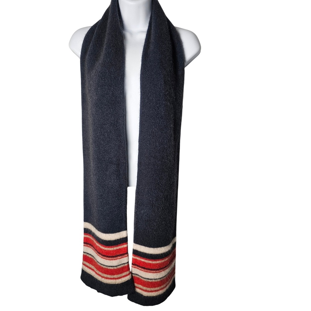 MerinoSnug Possum Merino Wool Extra Long Scarf Navy Red Stripe Winter Australia